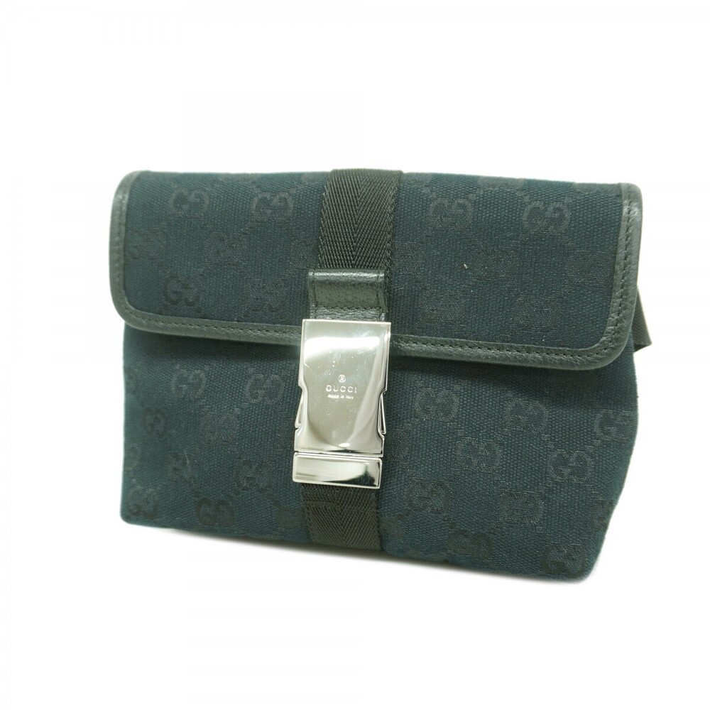 Gucci Waist Bag GG Canvas Black Silver Hardware